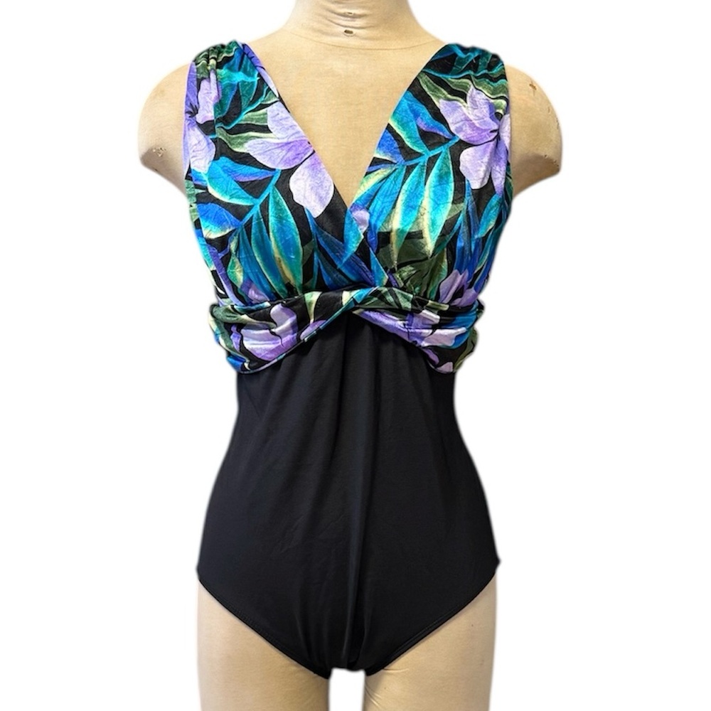 Vintage Longitude Swimsuit One Piece Tropical 12 14